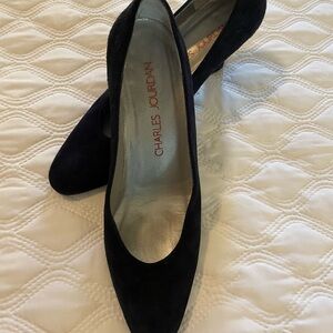 Black Suede Charles Jourdan Heels size 7a